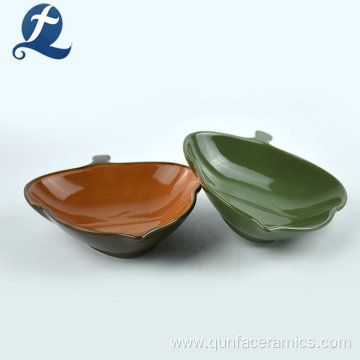 Wholesale Custom Leaf Shape Ceramic Plates Dishes